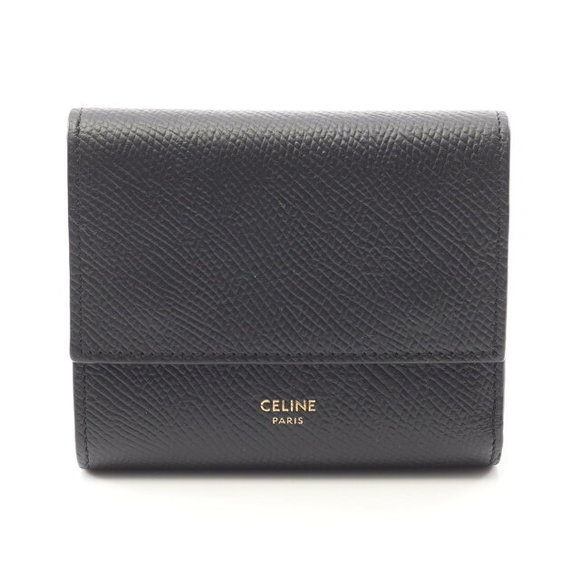 Celine Leather Wallet Black Trifold - Picture 1 of 7